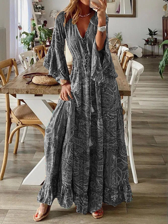 LuxeBreeze Boho Maxi Dress – Cotton Blend for Effortless Summer Style