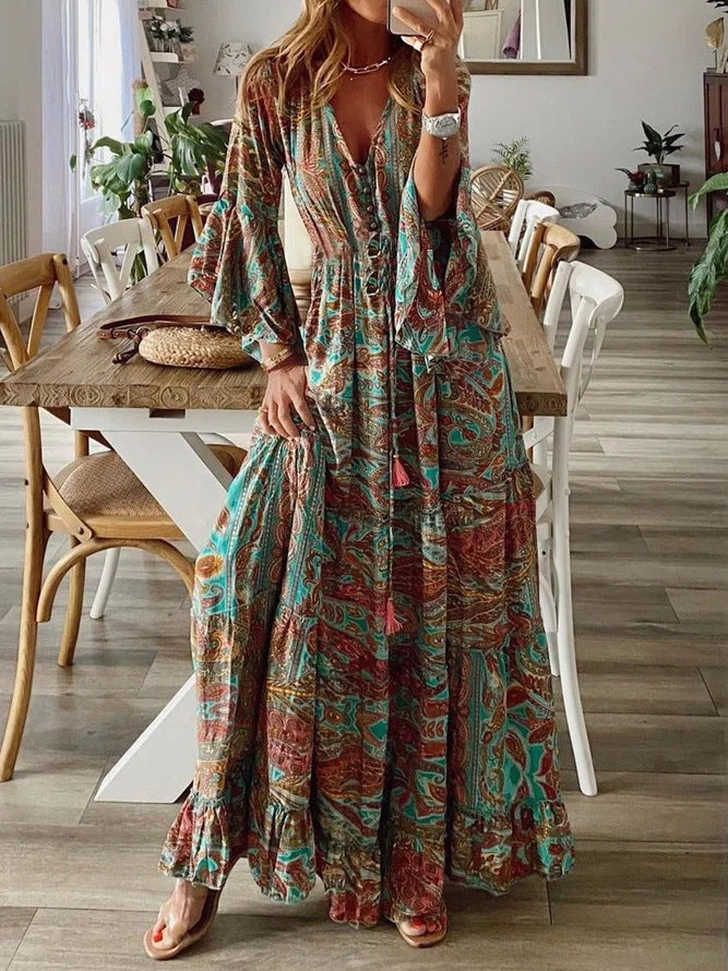 LuxeBreeze Boho Maxi Dress – Cotton Blend for Effortless Summer Style
