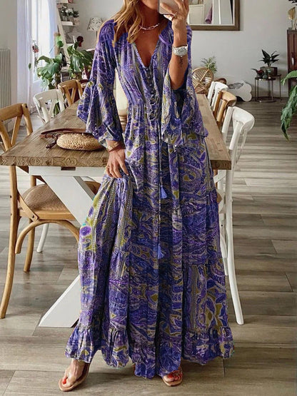 LuxeBreeze Boho Maxi Dress – Cotton Blend for Effortless Summer Style