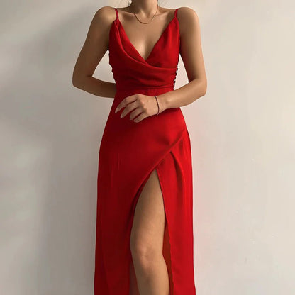 Evelyn Chic Ruched V-Neck Evening Gown