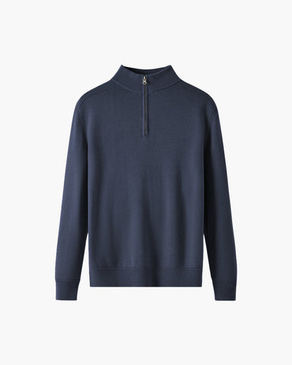 Sweater with Zipper, 100% Merino Wool